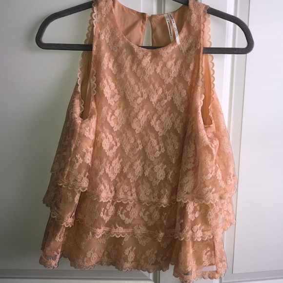 Elegant Lace Layered Peach Top - Picture 15 of 15
